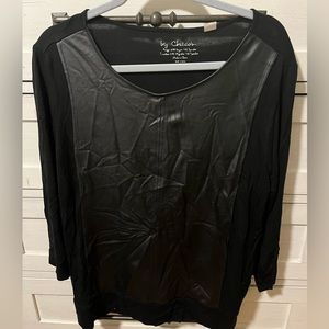 3/4 length Leather stretch black shirt - size 3